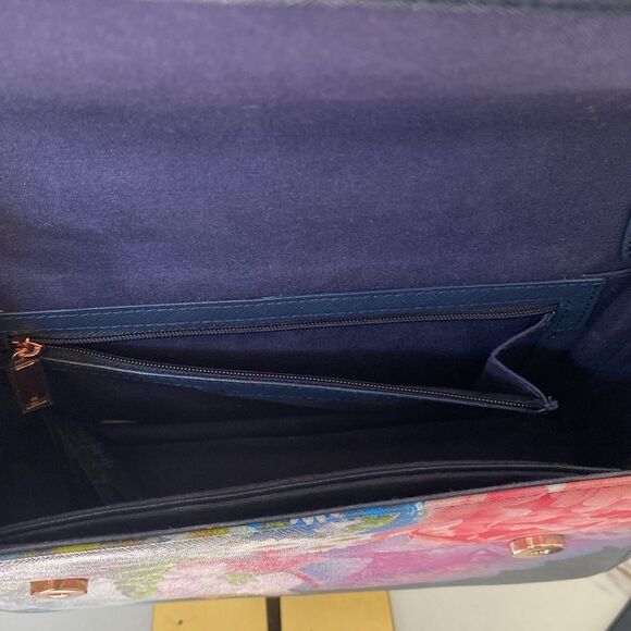 Ted Baker Navy Blue Floral Crossbody Handbag - Picture 5 of 8